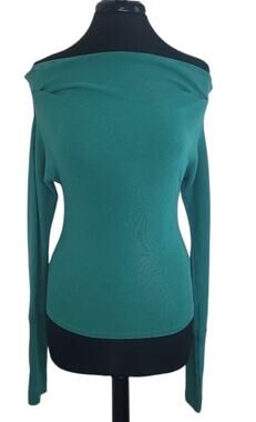 Free People Gigi Off Shoulder Ribbed Tee Seafoam M Romantic Layer Soft Girl